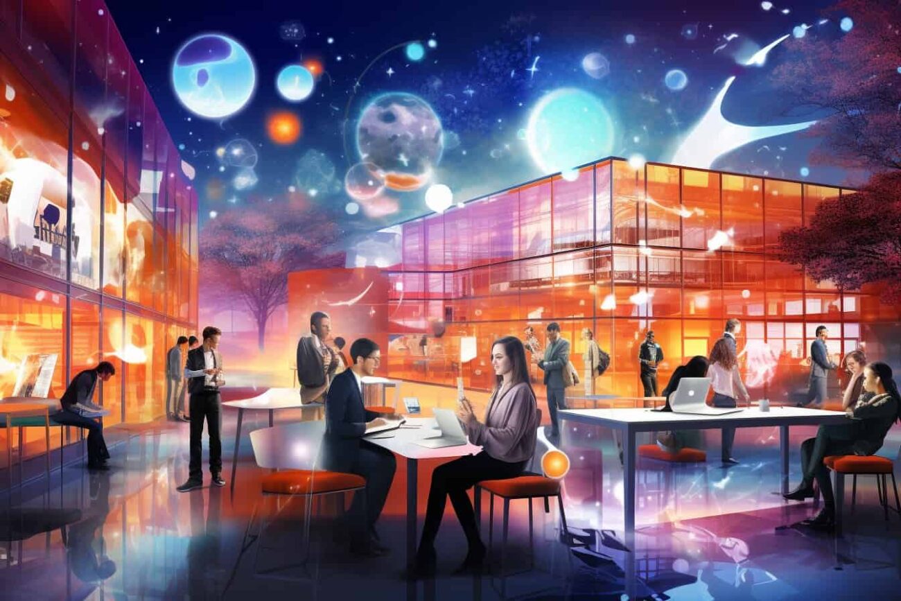 An artist's rendering of a futuristic city, showcasing cutting-edge architecture and advanced technology.